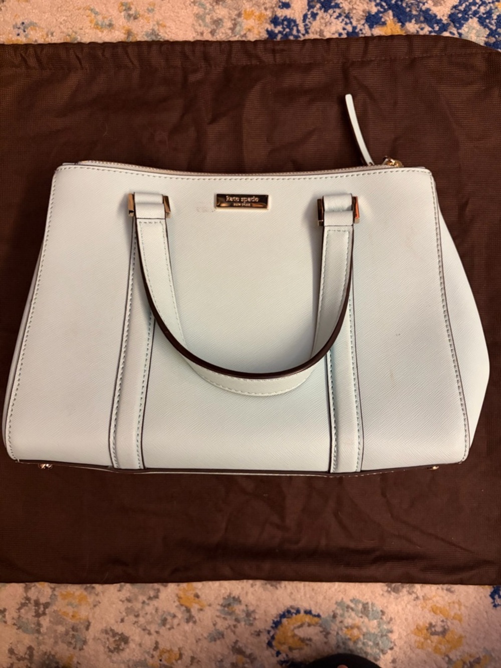 kate spade pale blue Saffiano Leather Satchel